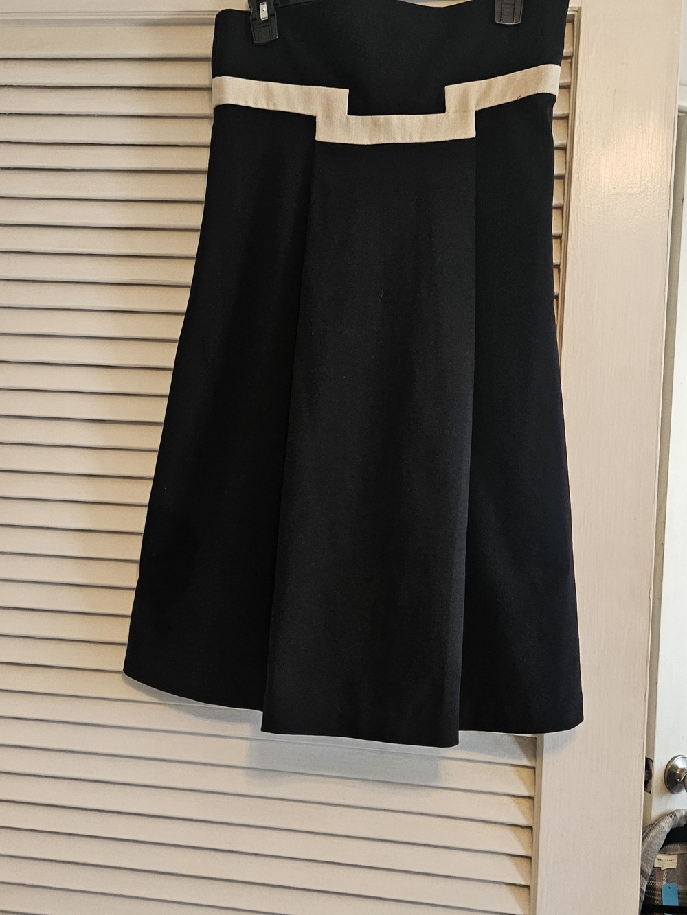 Diane Von Furstenberg Black A-Line Skirt with Cream Trim